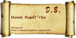 Dusek Bogárka névjegykártya